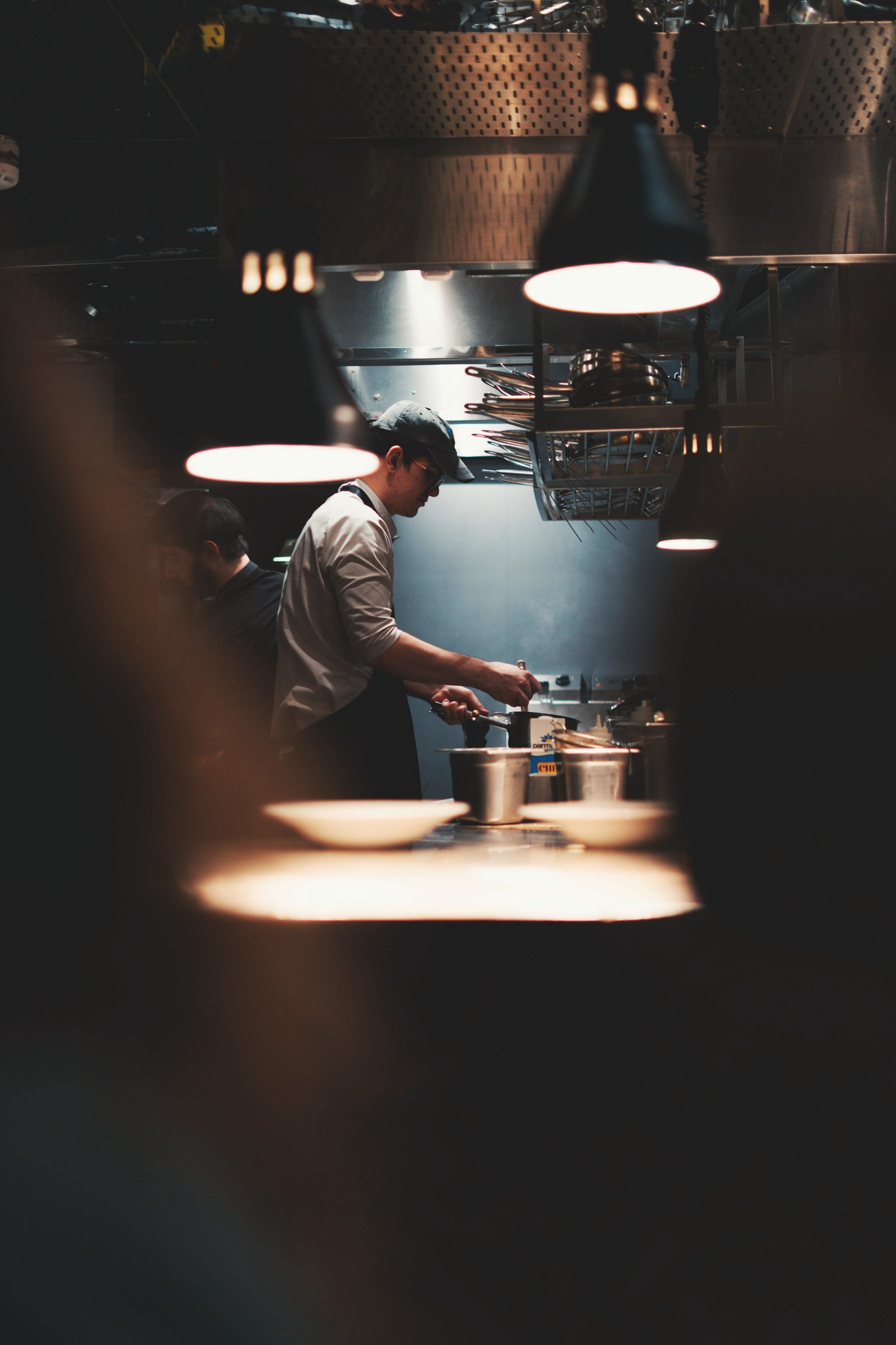 A chef working the line during evening service